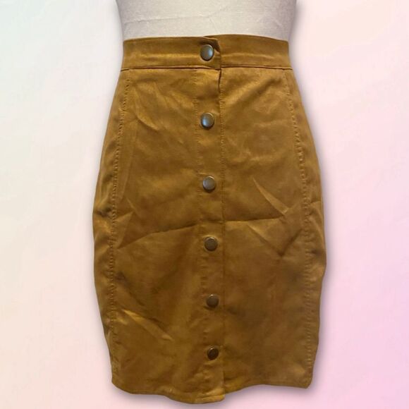 Boutique, Camel Tan, Faux Suede, Mini Skirt - Picture 2 of 14